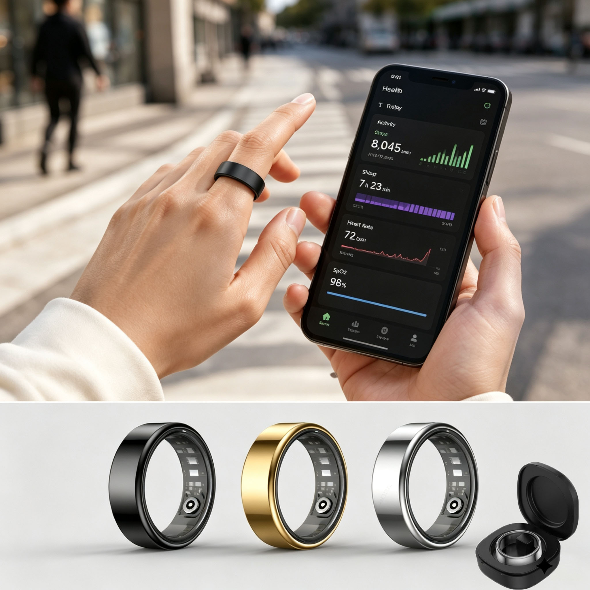Health Monitors - Bague connectée pour hommes et femmes,