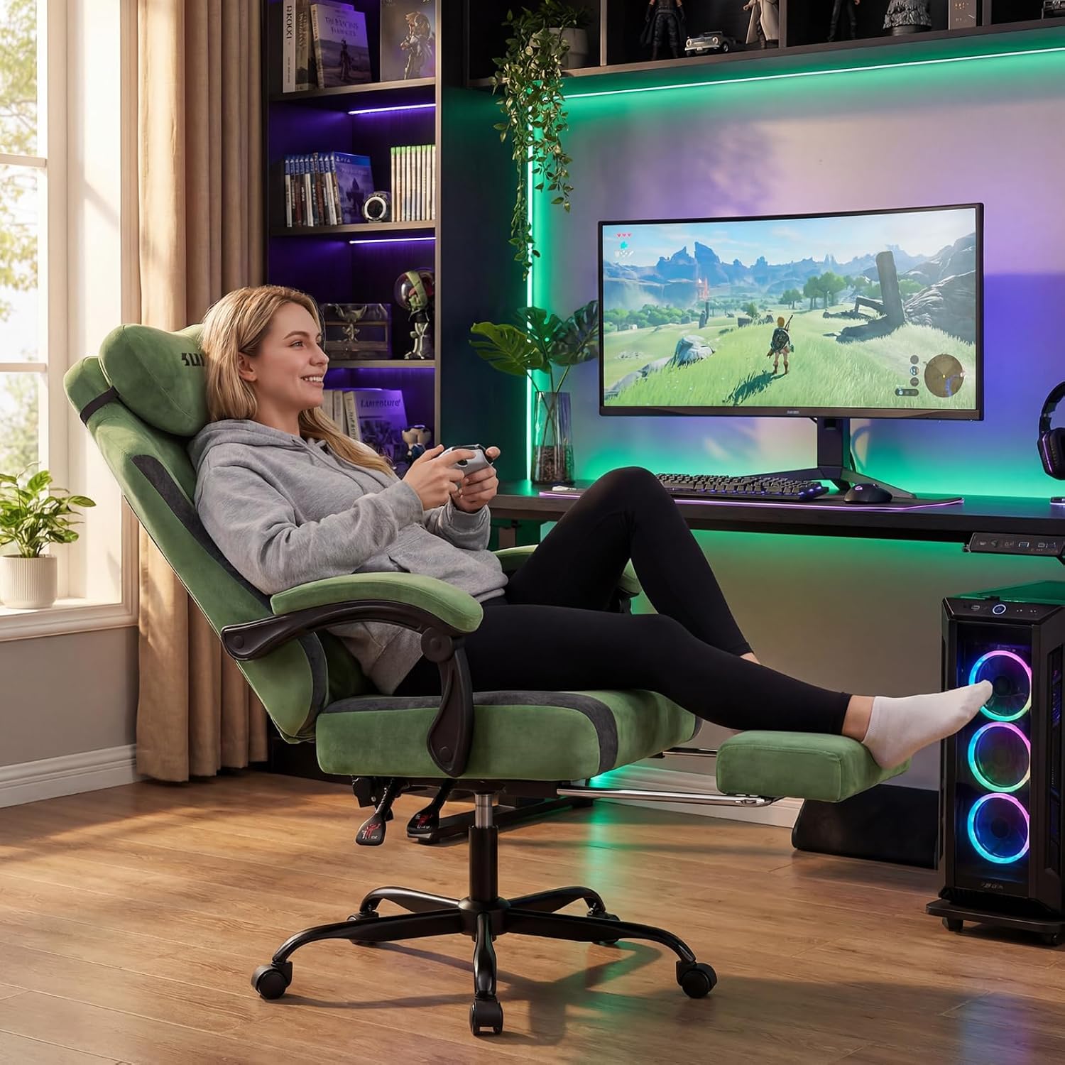 Fauteuil de jeu vidéo en tissu - Massage avis et prix