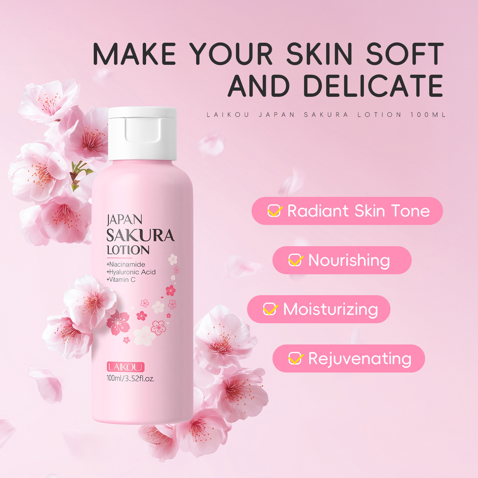 LAIKOU Lotion Sakura 100ml Nia - Niacinamide Pore Shrinking Essence avis et prix